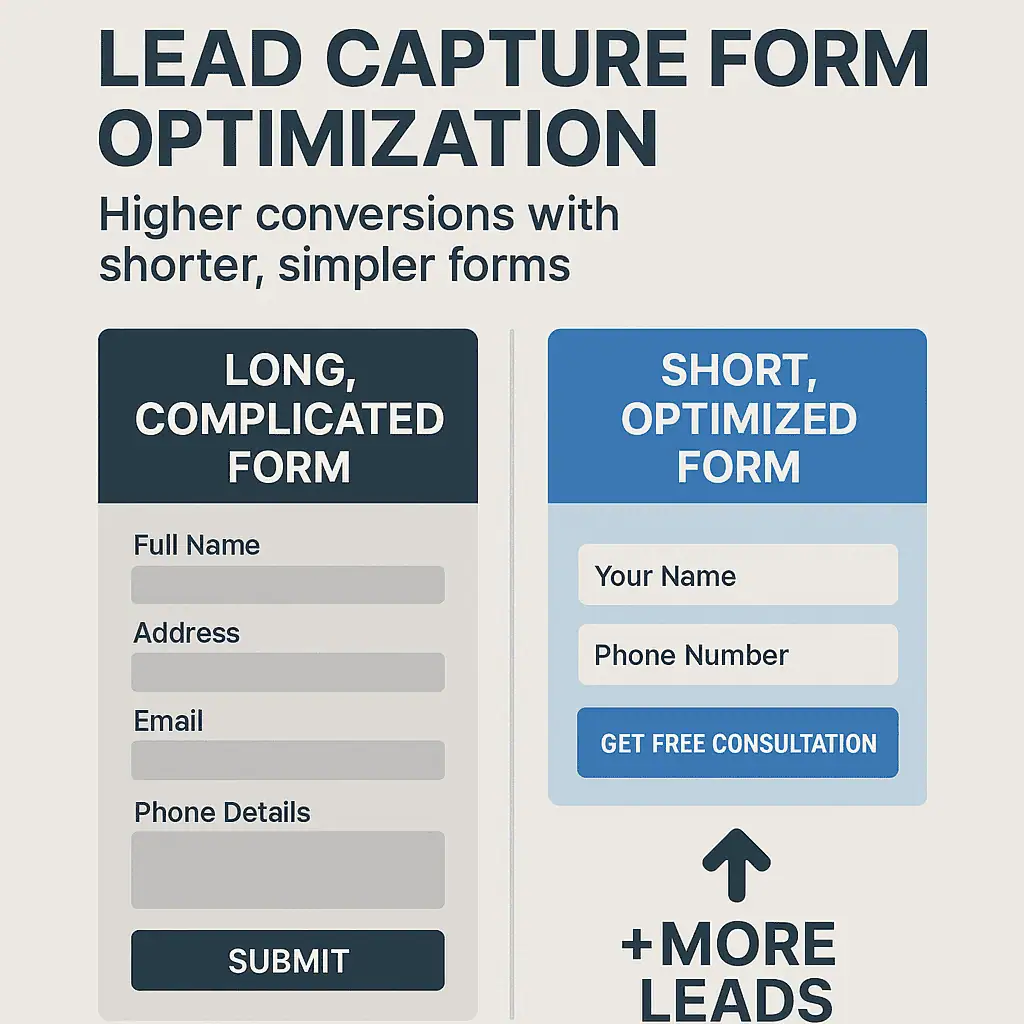 Optimized Lead Capture Forms, one long, one short.