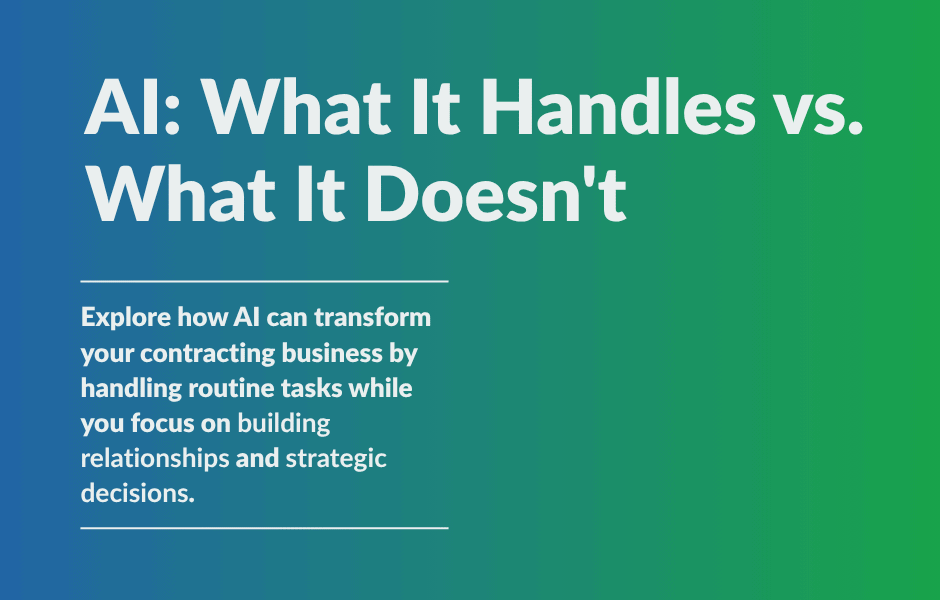Side-by-side comparison of what AI can handle for pool and landscape contractors versus what still requires human judgment